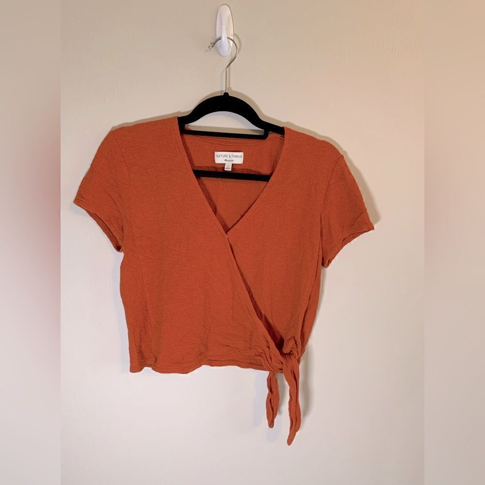Madewell Texture & Thread Orange wrap shirt size S‎
